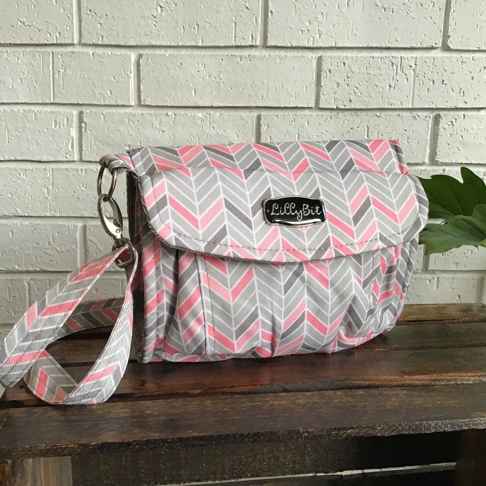 Lilly Bit Pink Chevron Makeup Diaper Clutch Bag
